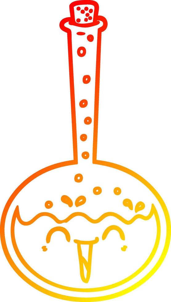 warm gradient line drawing cartoon chemical potion vector