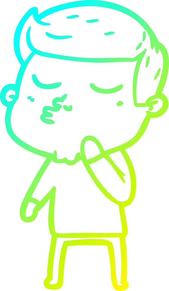 cold gradient line drawing cartoon model guy pouting vector