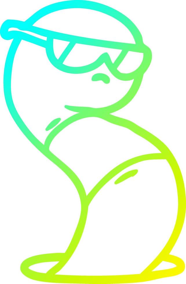 cold gradient line drawing cartoon cool worm vector