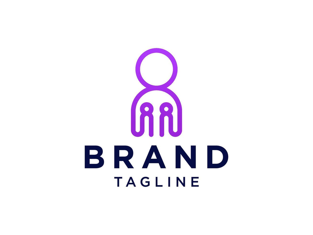 Connecting People Logo Line. Purple Outline Shapes Human Icon Linked Style isolated on White Background. Usable for Teamwork and Family Logos. Flat Vector Logo Design Template Element.