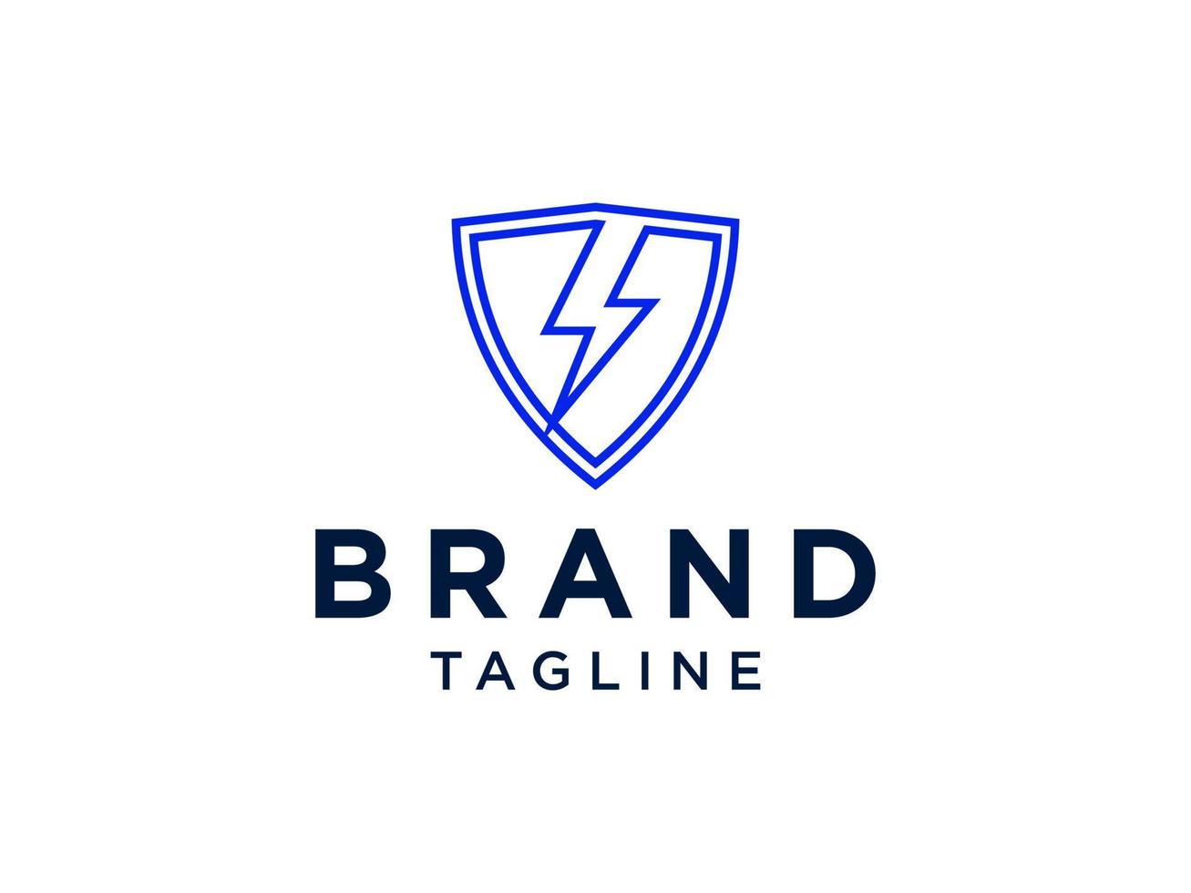 Flash Thunderbolt in Shield Electric Security Logo. Flat Vector Logo Design Template Element.