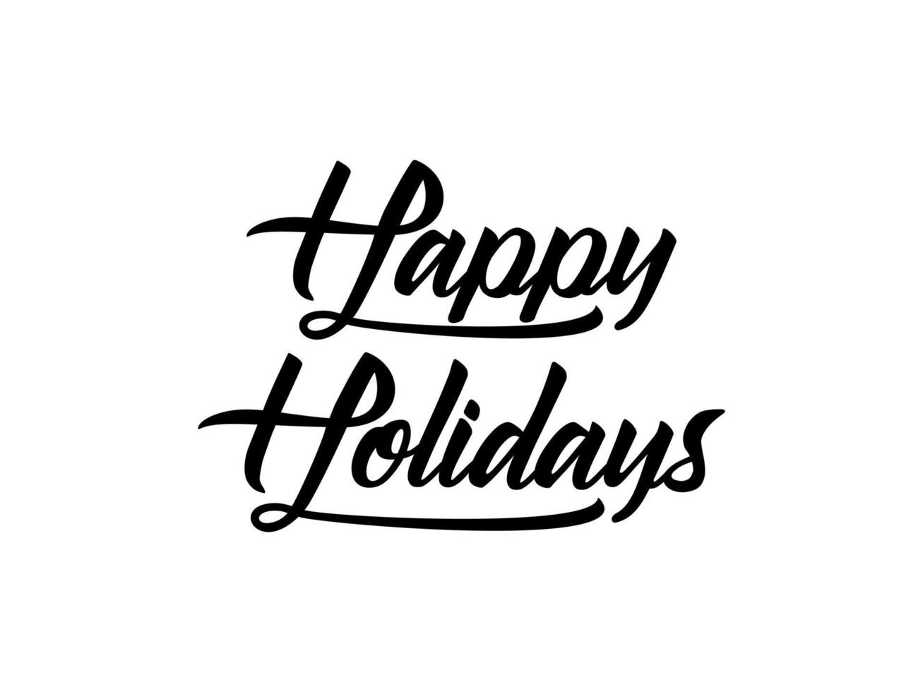 Happy Holidays text lettering calligraphy with Simple Line Arrow isolated on white background. Greeting Card Vector Illustration.