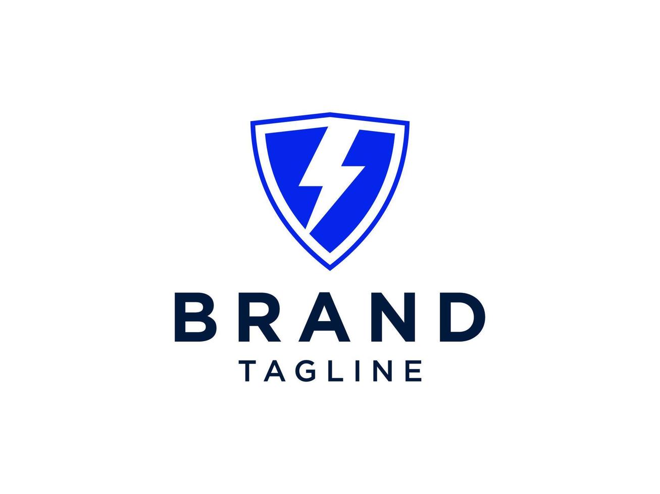 Flash Thunderbolt in Shield Electric Security Logo. Flat Vector Logo Design Template Element.