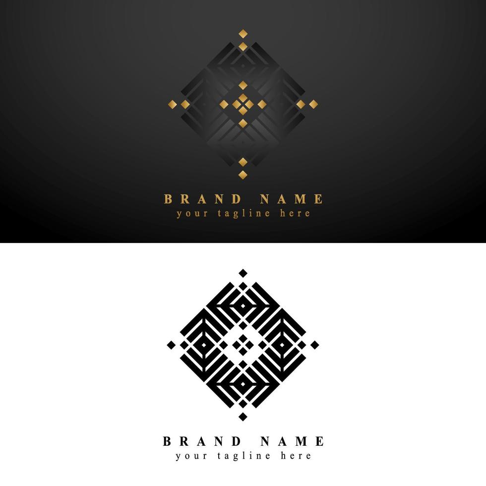 set of abstract geometric logo in gold and black vector