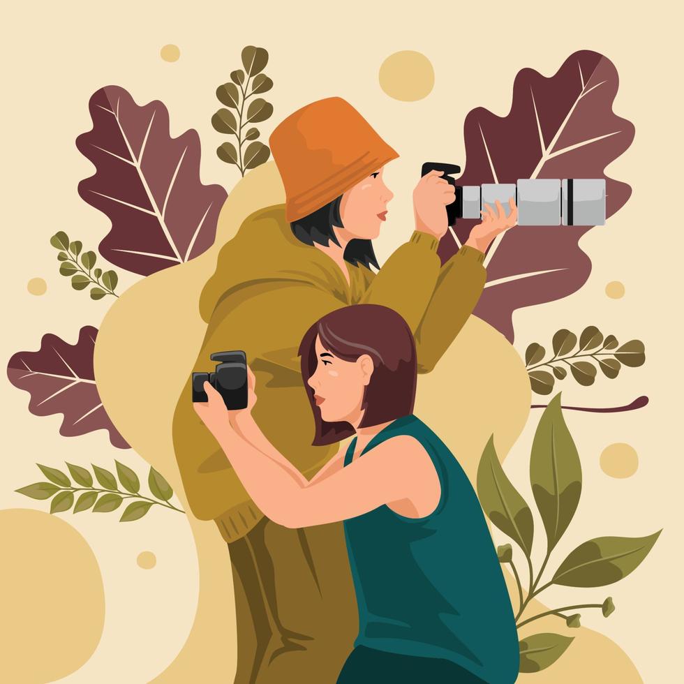 Two Female Photographer vector