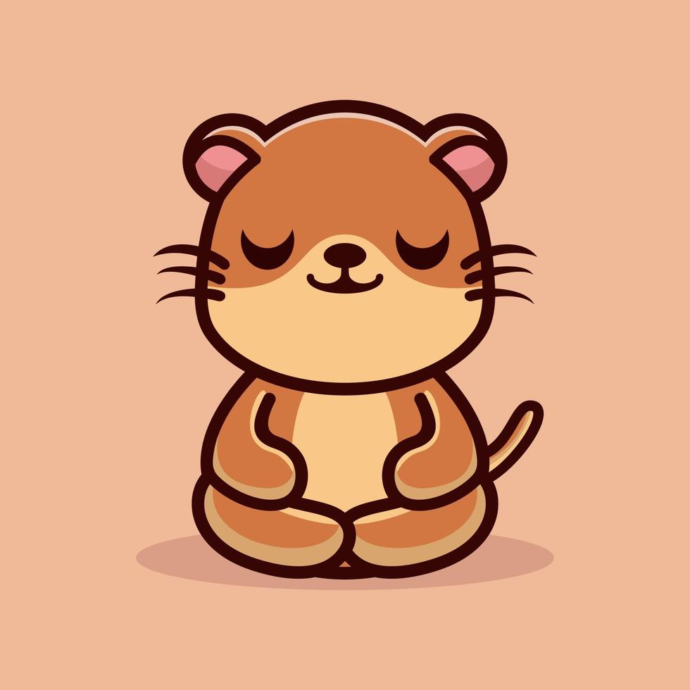 Cute otter do meditation premium vector