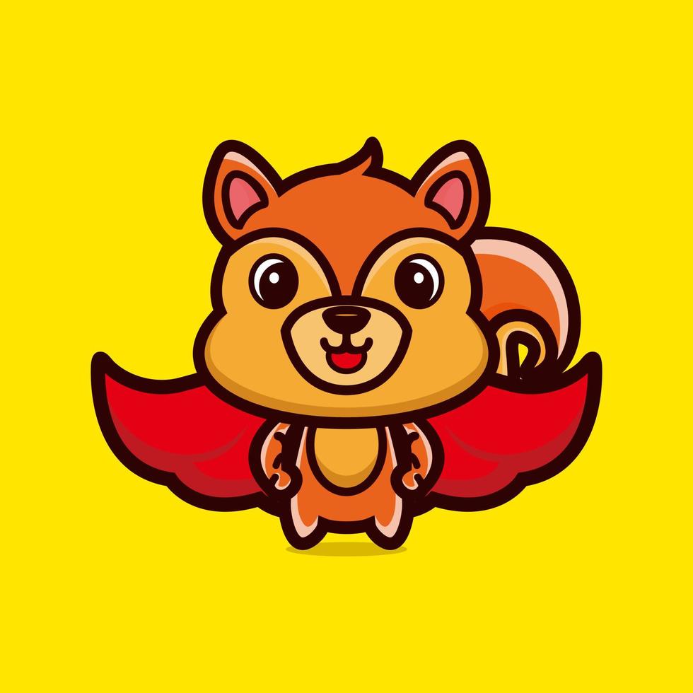 Cute squirrel standing with red cloak cartoon character premium vector