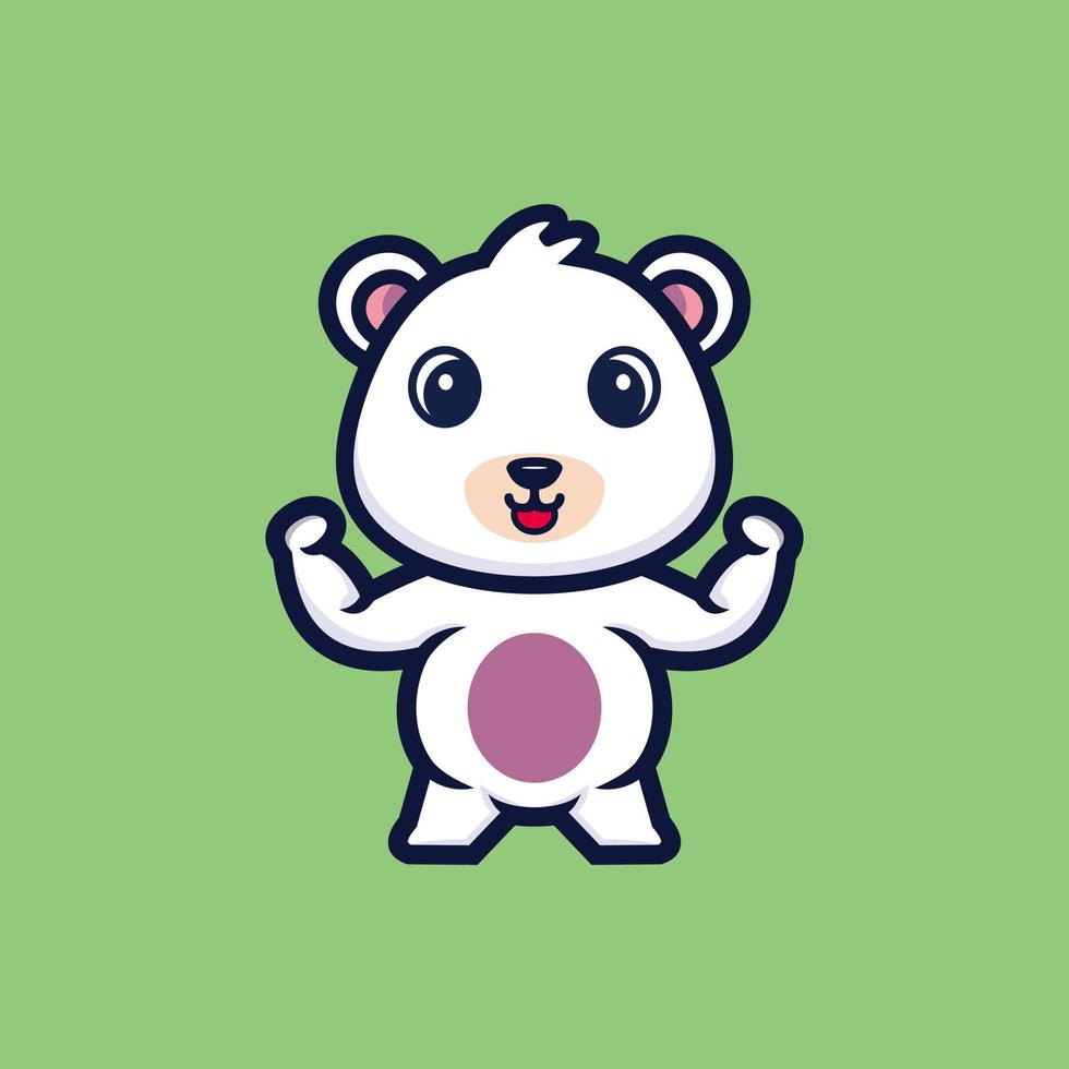 Cute strong bear cartoon character premium vector