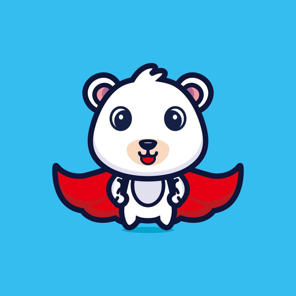 Cute bear standing with red cloak cartoon character premium vector