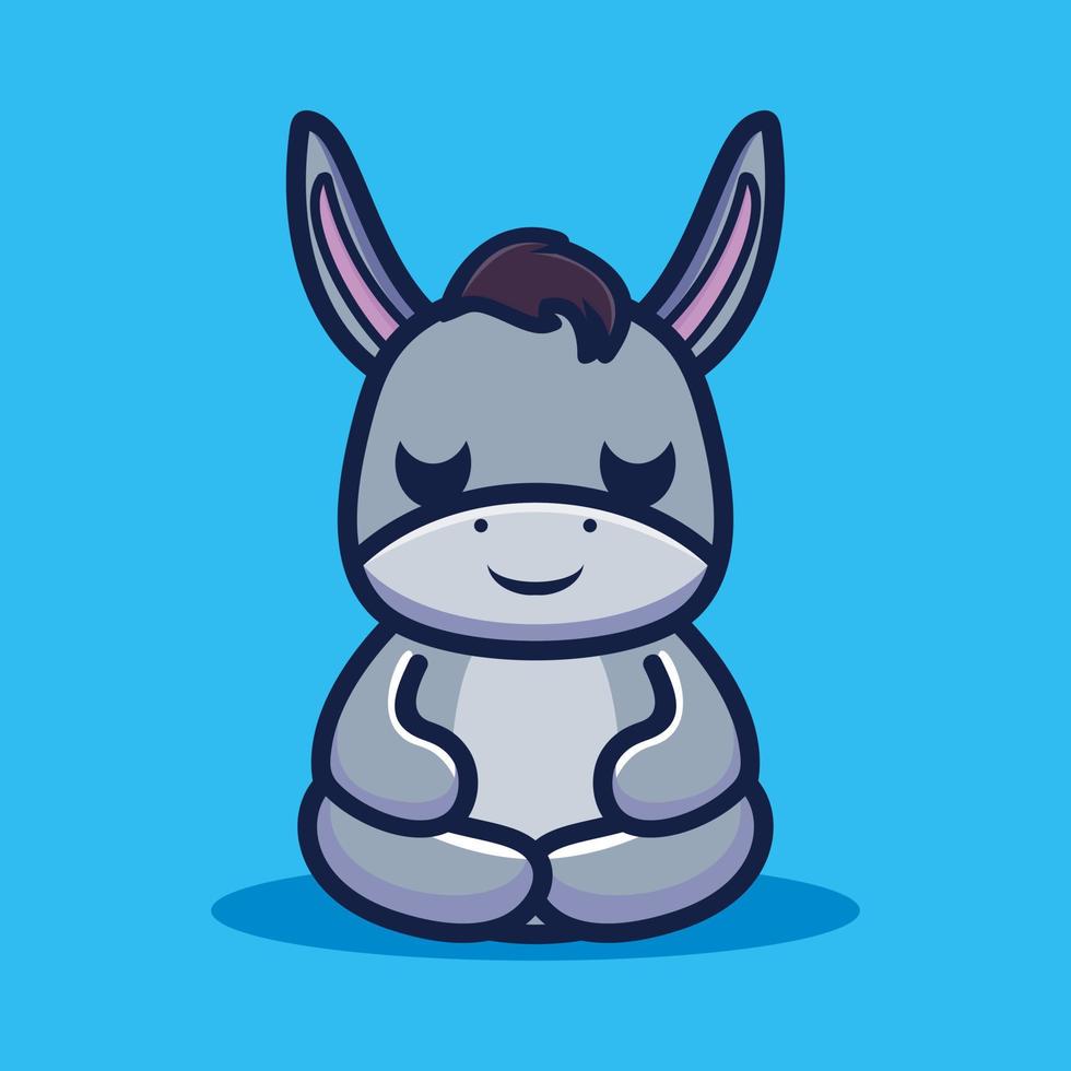 Cute donkey do meditation premium vector