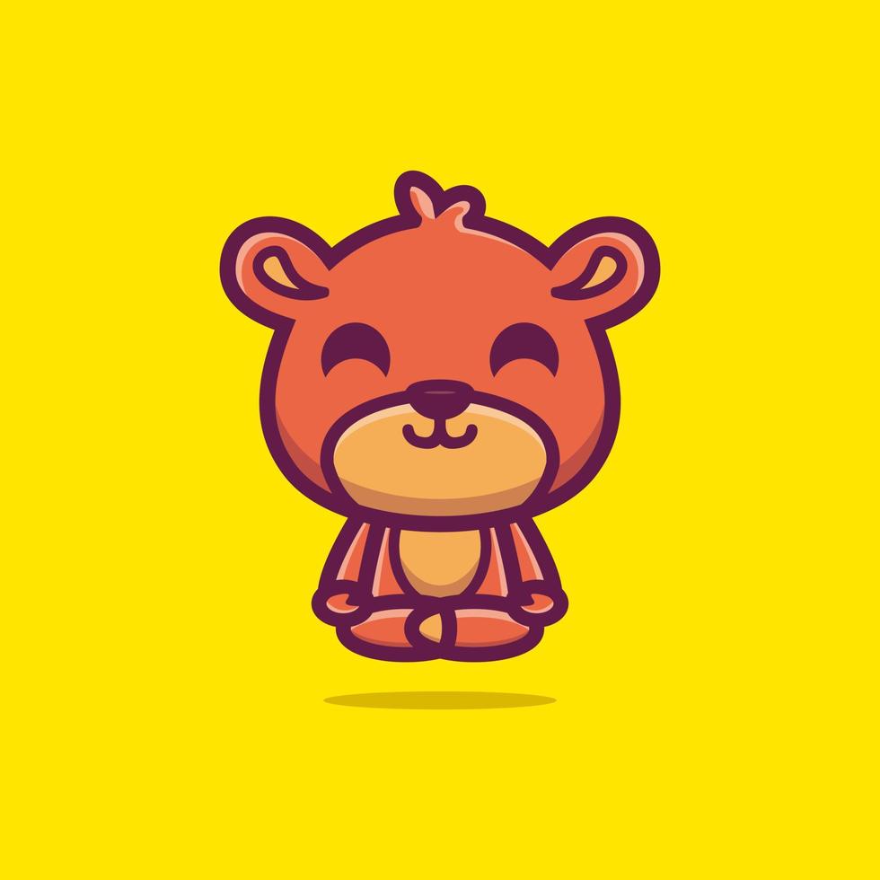 lindo oso de peluche hacer meditación premium vector