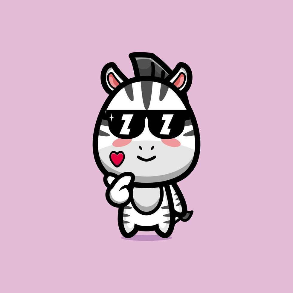 Cute cool style zebra wearing glasses vector