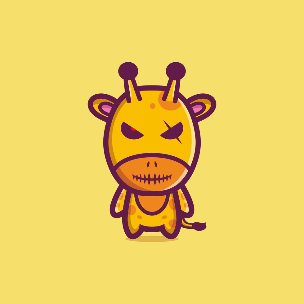Evil giraffe mascot cartoon character design premium vector