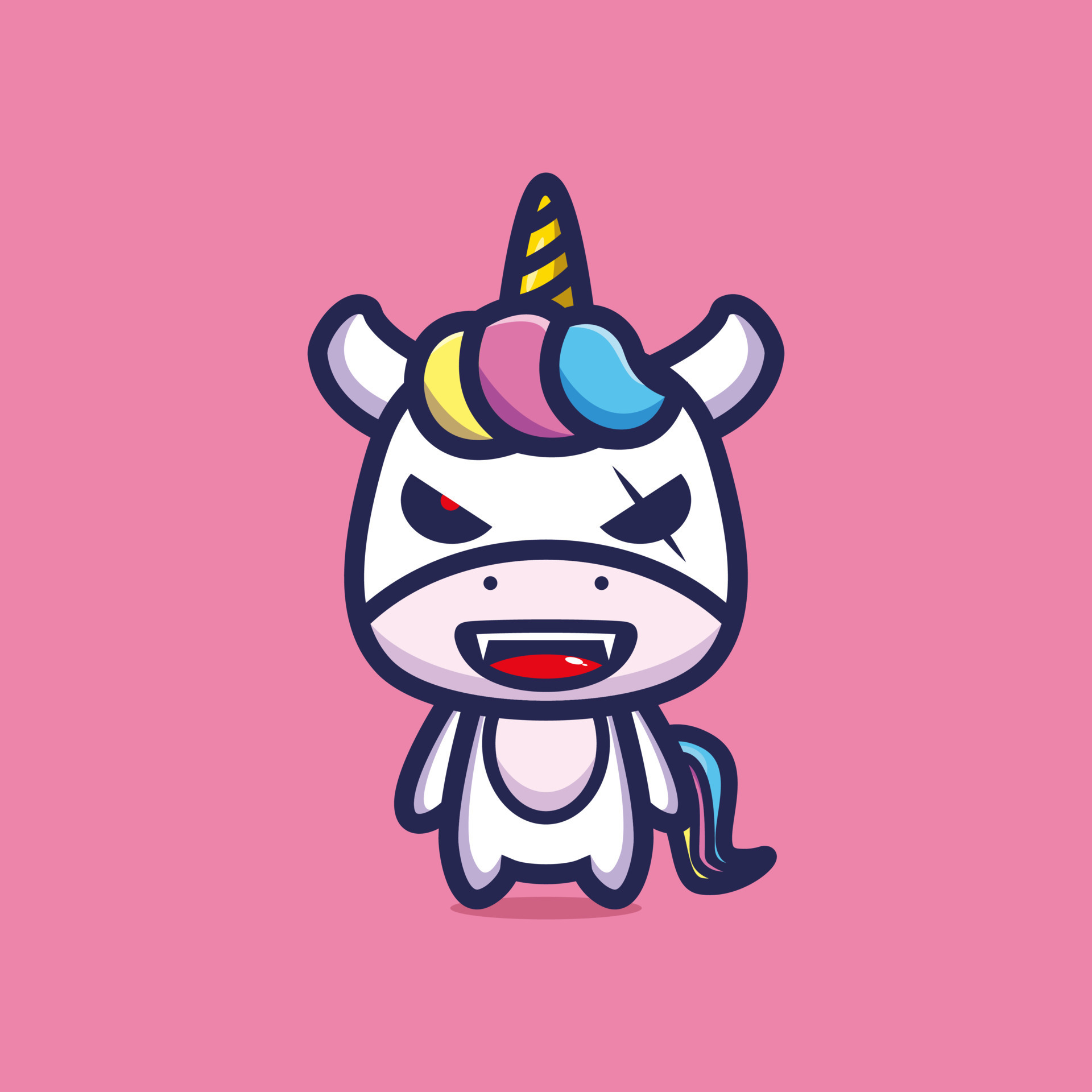 Evil unicorn mascot cartoon character design premium vector 8668565