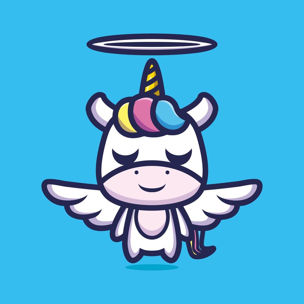 Cute unicorn angel cartoon character design premium vector