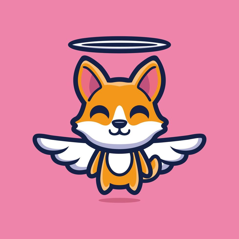 Cute fox angel cartoon character design premium vector