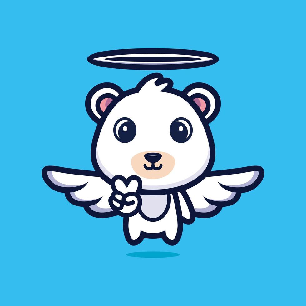 Cute bear angel cartoon character design premium vector
