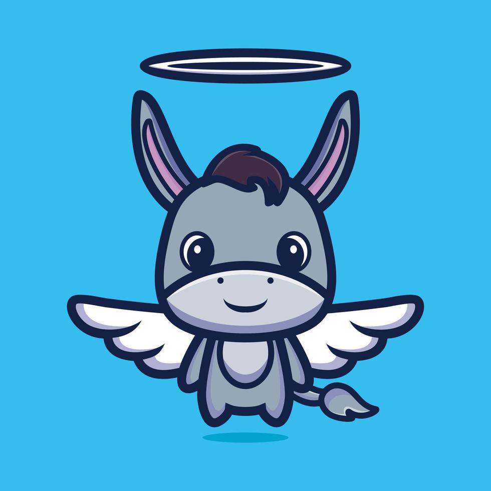 Cute donkey angel cartoon character design premium vector