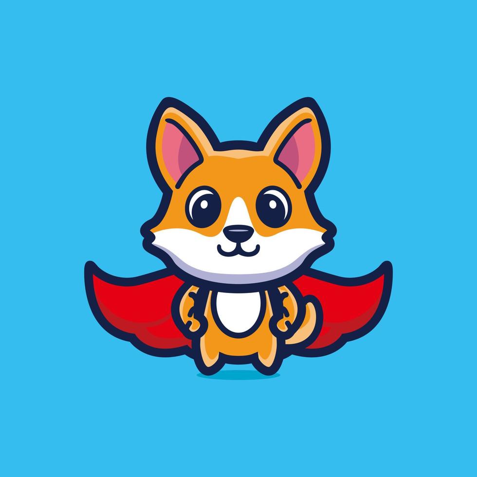 Cute fox standing with red cloak cartoon character premium vector