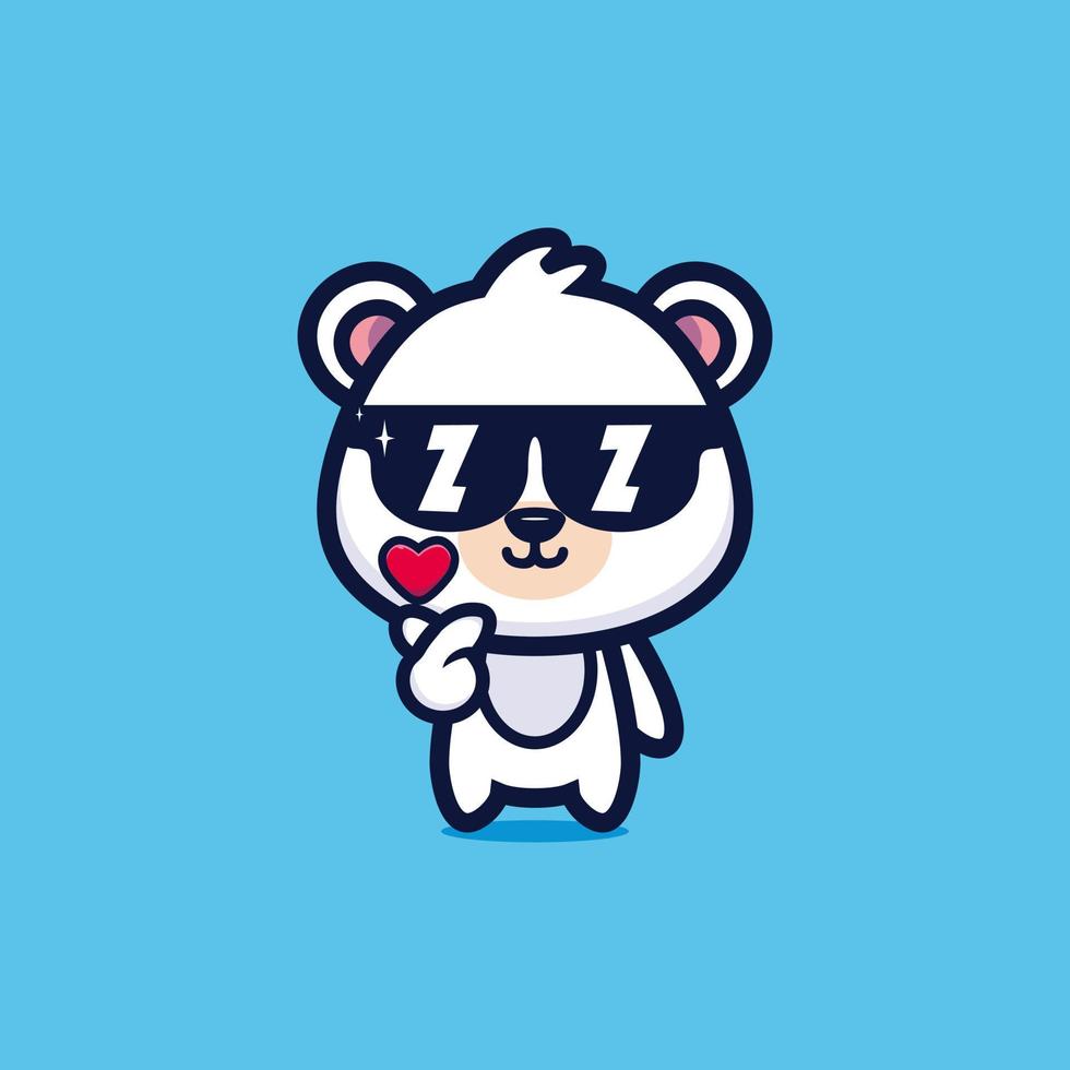 Cute cool style bear wearing glasses vector