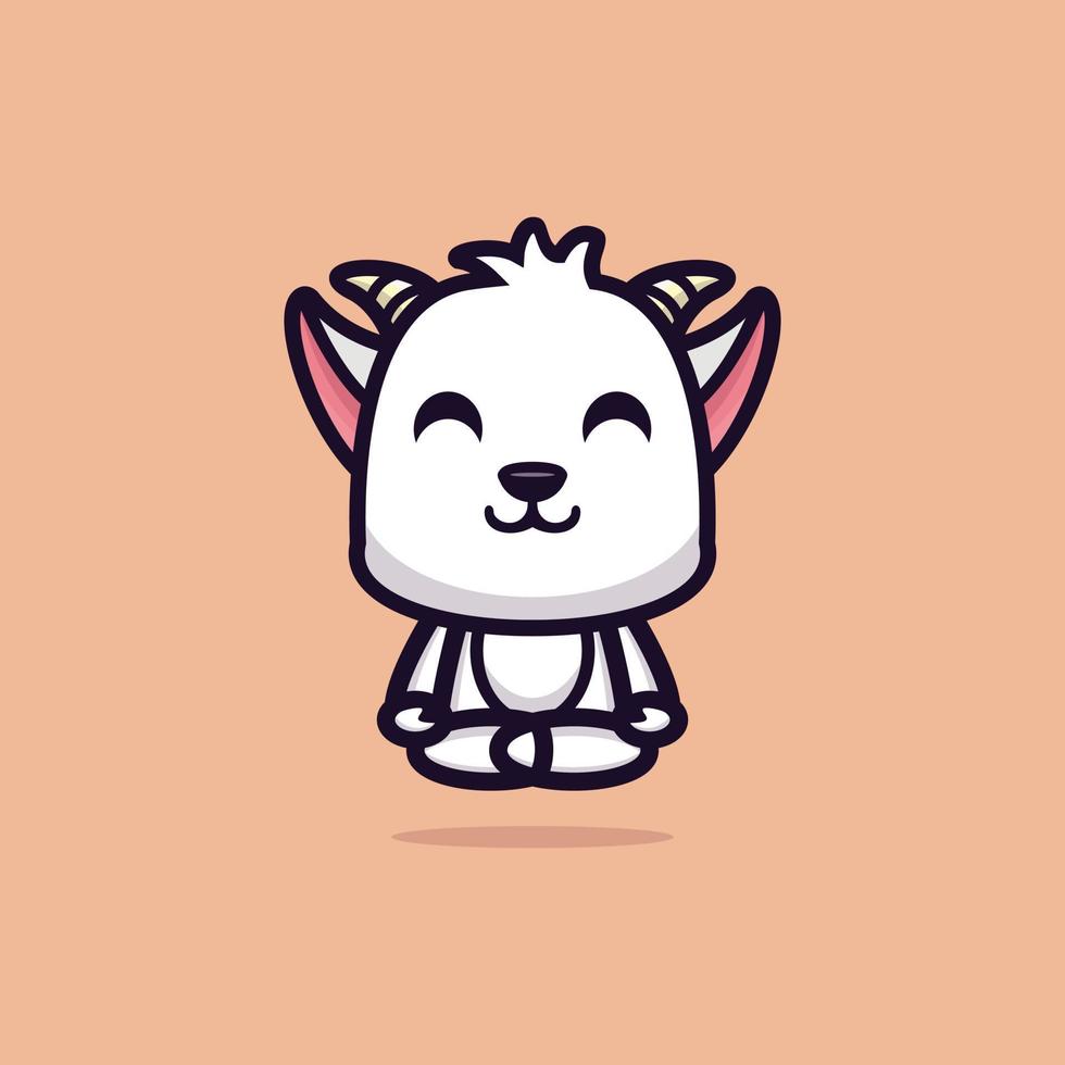 Cute goat do meditation premium vector
