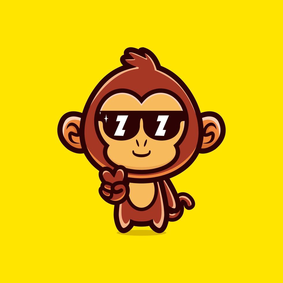 Cute cool style monkey wearing glasses vector