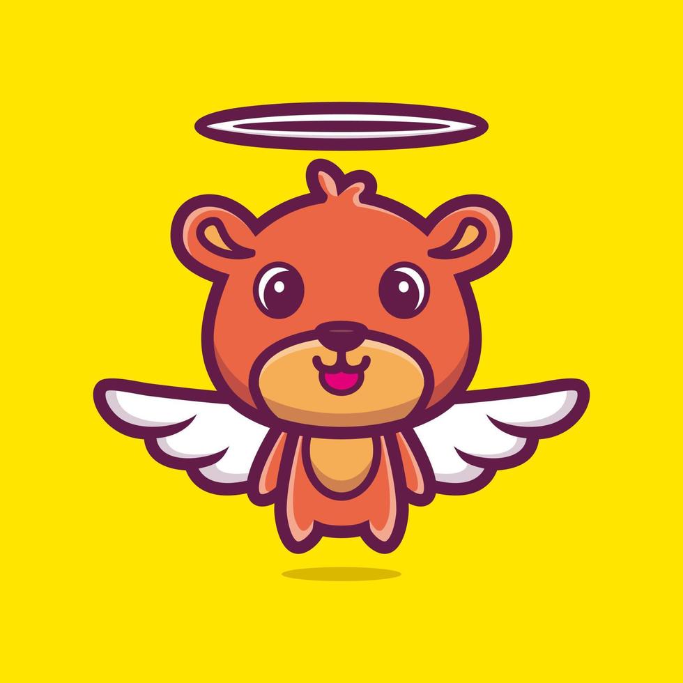 Cute teddy bear angel cartoon character design premium vector