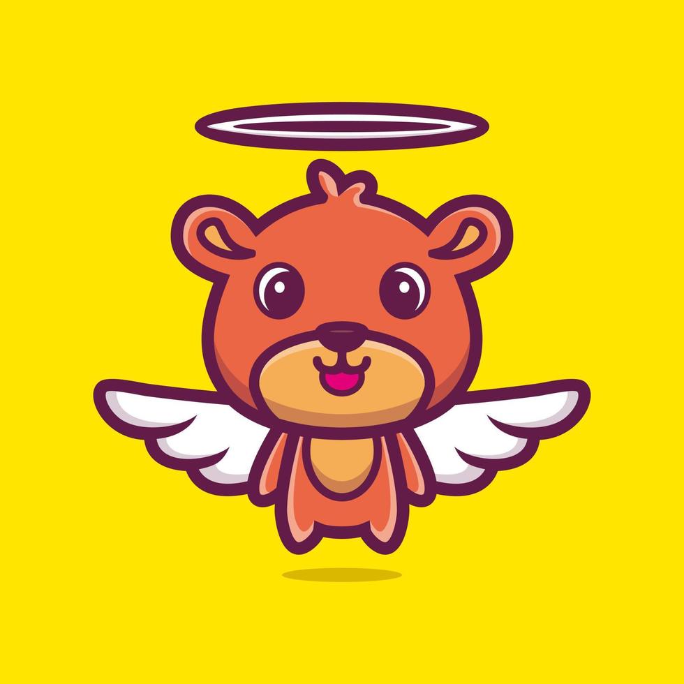 lindo oso de peluche ángel diseño de personajes de dibujos animados vector premium