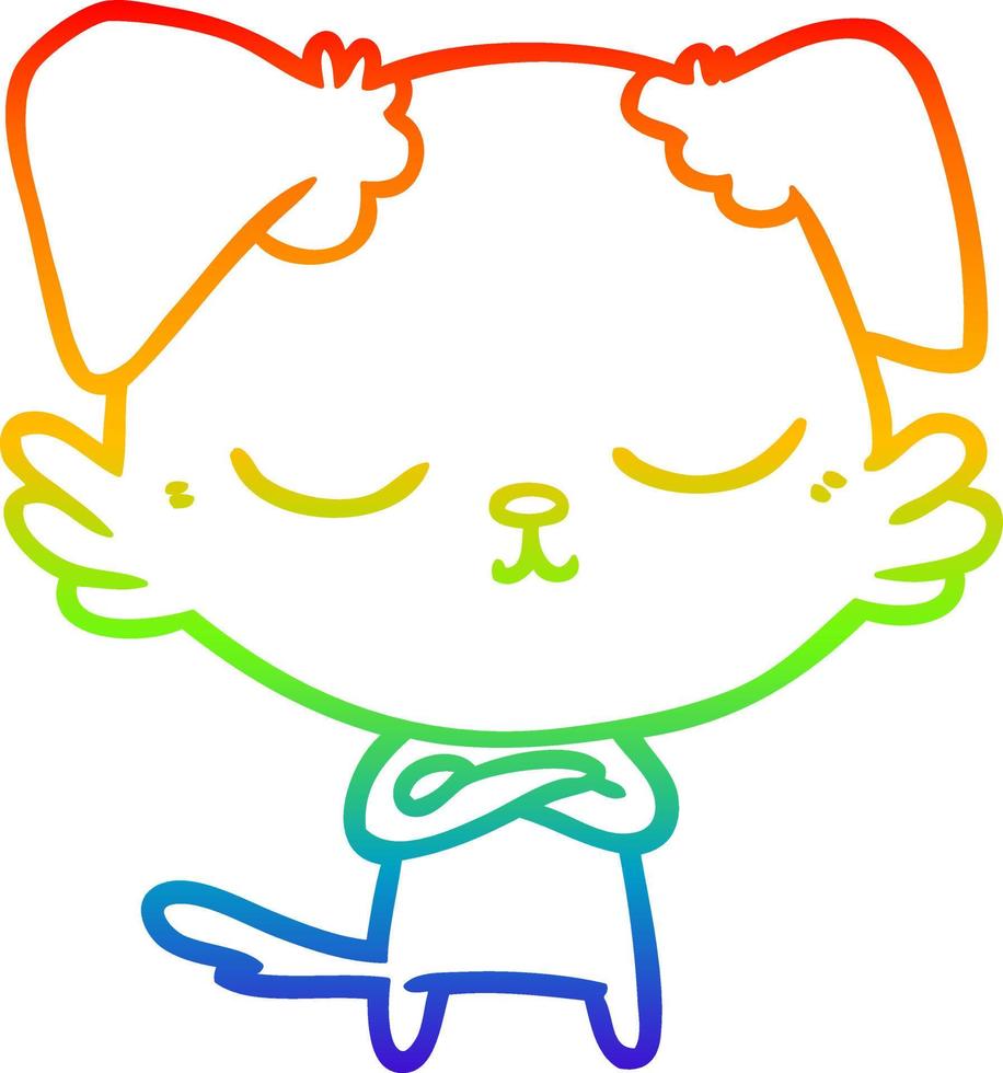 rainbow gradient line drawing cute cartoon dog vector