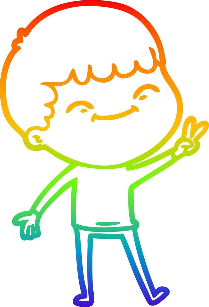 rainbow gradient line drawing cartoon happy boy vector