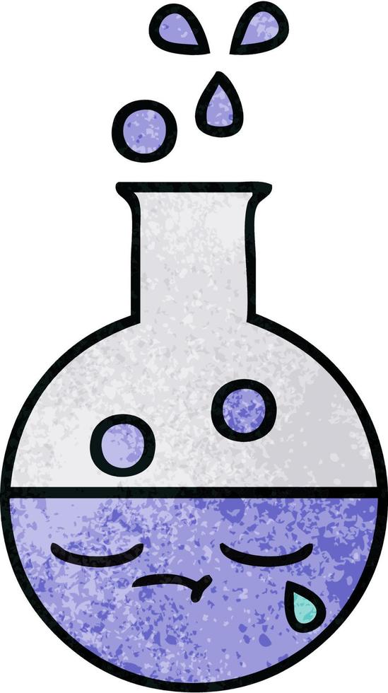 retro grunge texture cartoon test tube vector