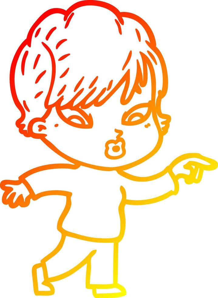 warm gradient line drawing cartoon woman vector