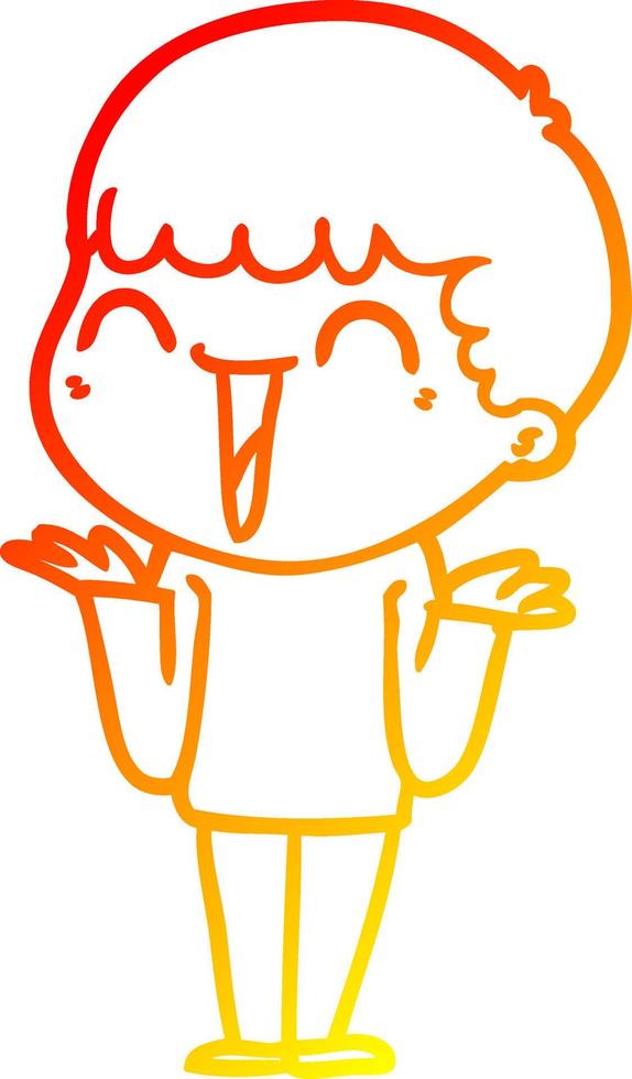 warm gradient line drawing cartoon happy man vector