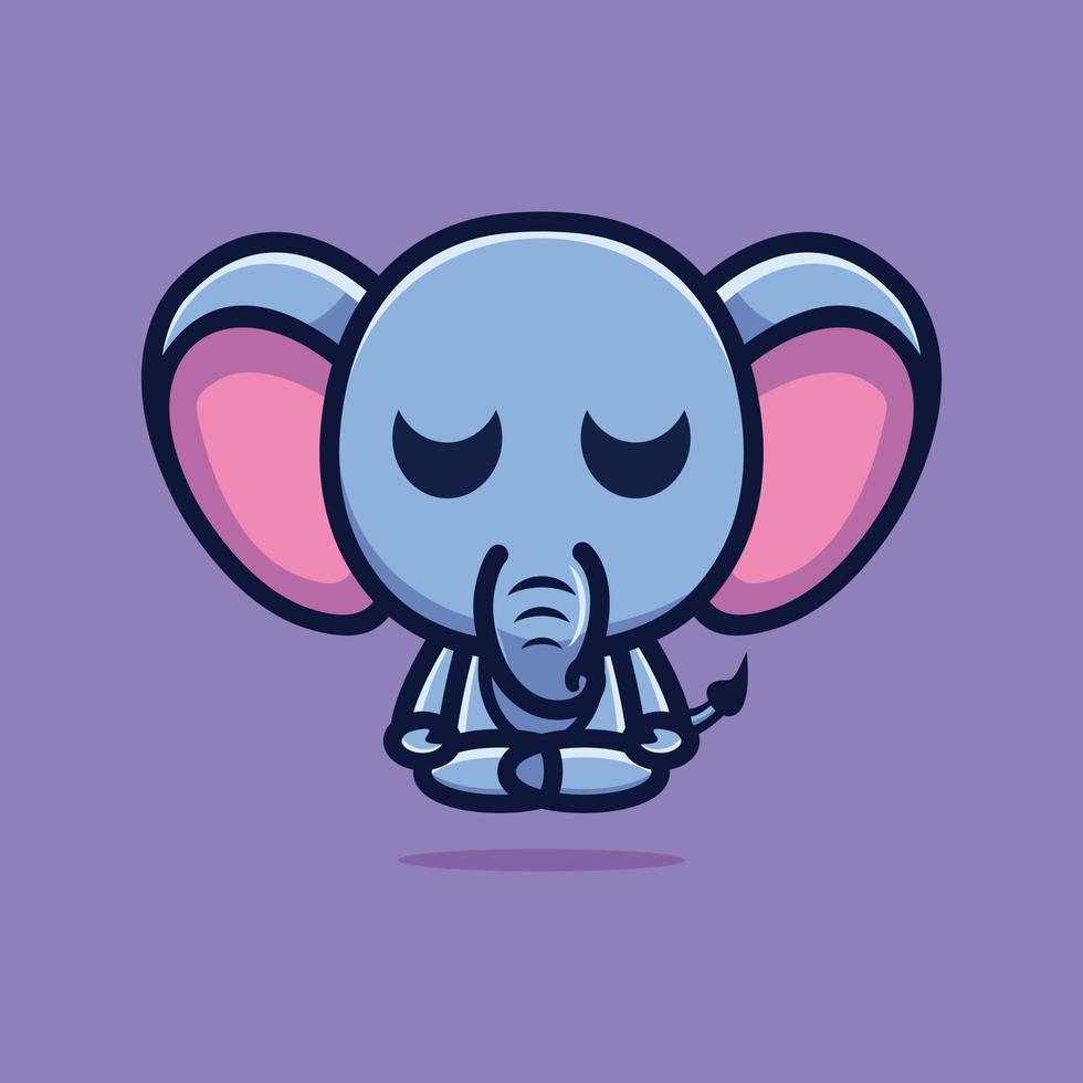 lindo elefante hacer meditación premium vector