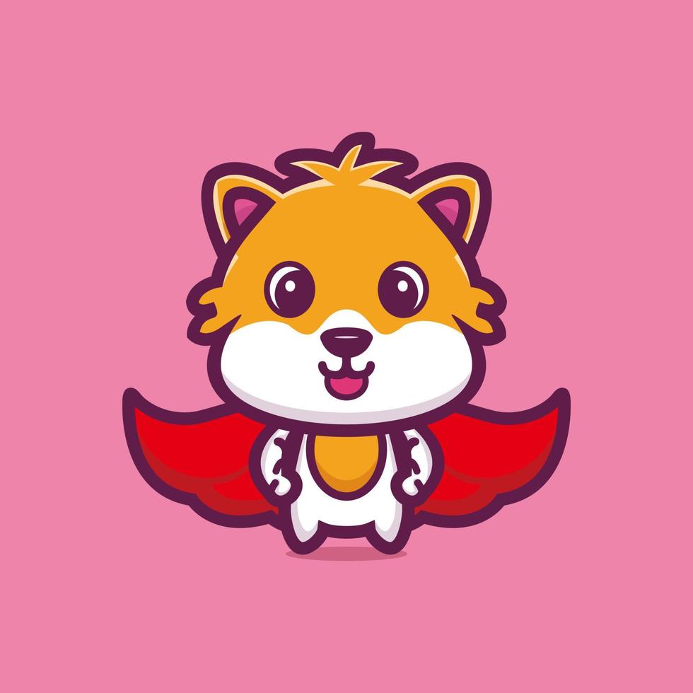 Cute hamster standing with red cloak cartoon character premium vector