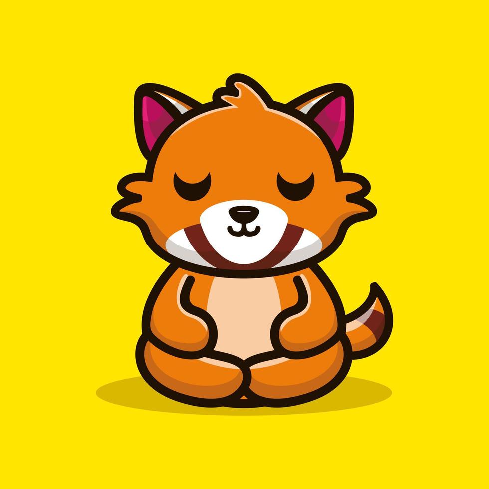 Cute raccoon do meditation premium vector