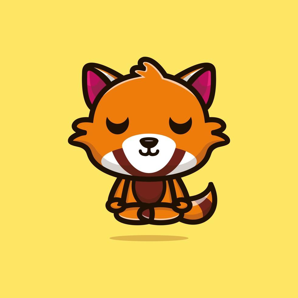 Cute raccoon do meditation premium vector