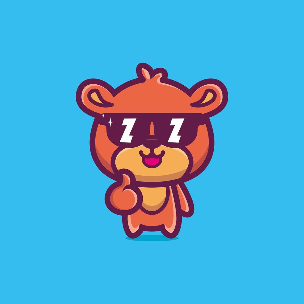 Cute cool style teddy bear wearing glasses vector