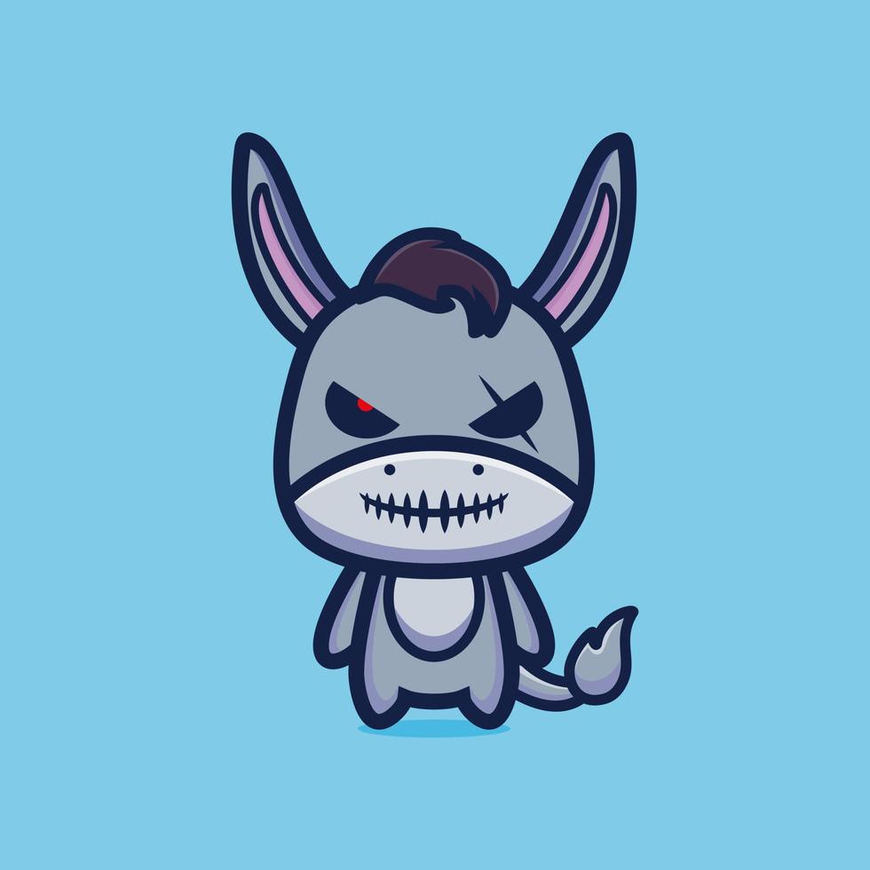 Evil donkey mascot cartoon character design premium vector