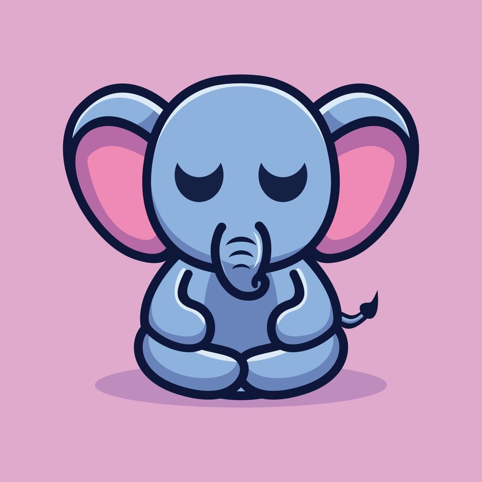 Cute elephant do meditation premium vector