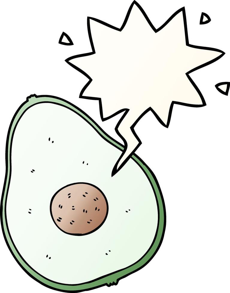 cartoon avocado and speech bubble in smooth gradient style vector