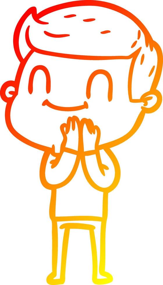 warm gradient line drawing cartoon friendly man vector