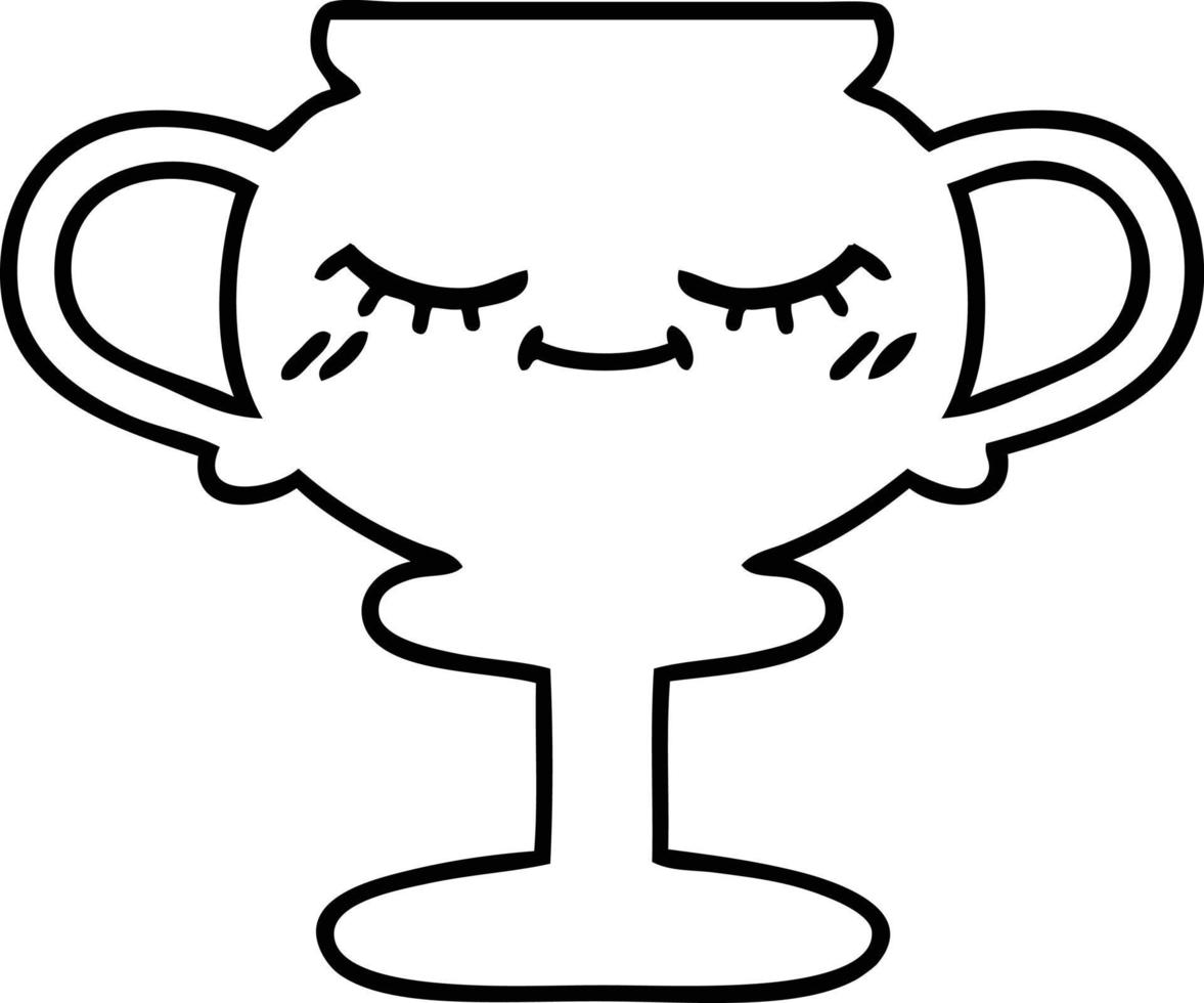 line drawing cartoon trophy vector