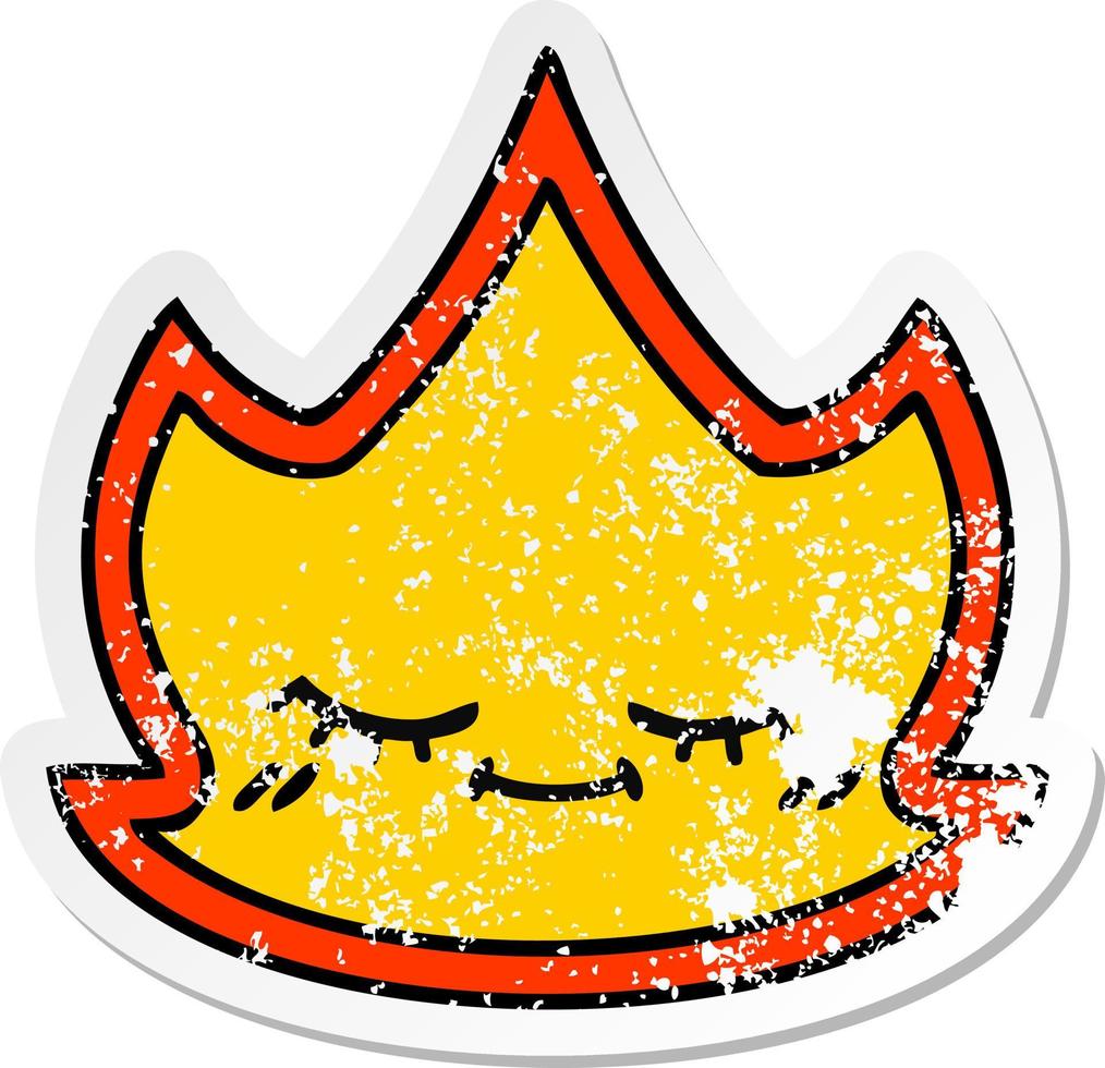 distressed sticker of a cute cartoon fire flame vector