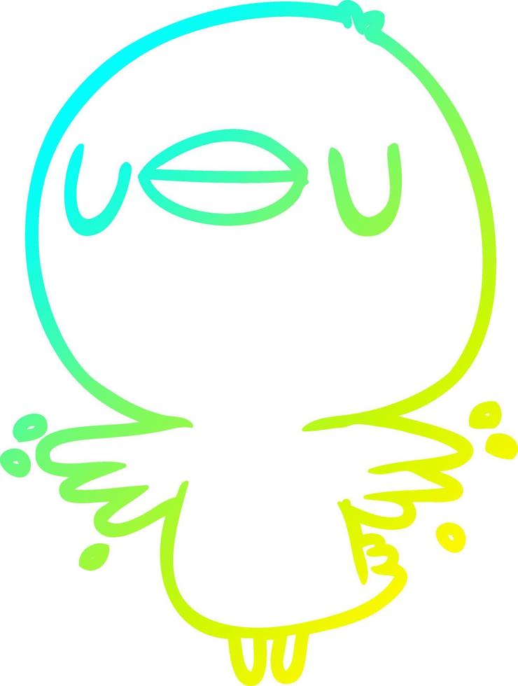 cold gradient line drawing cute cartoon chick flapping wings vector