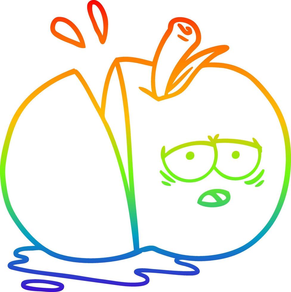 rainbow gradient line drawing cartoon sliced apple vector