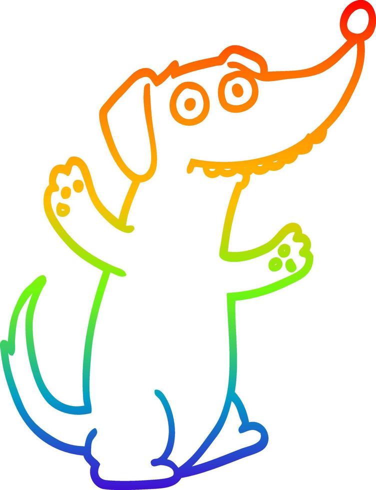 perro de dibujos animados de dibujo de línea de gradiente de arco iris vector