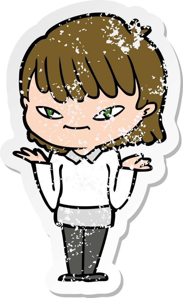 distressed sticker of a cartoon woman vector