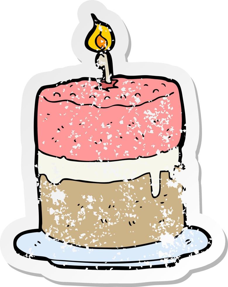 distressed sticker of a cartoon cake vector