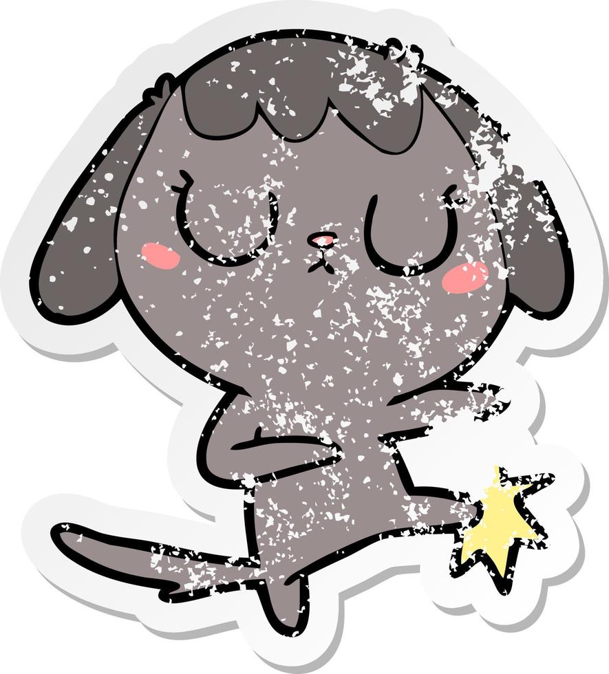 distressed sticker of a cute cartoon dog vector